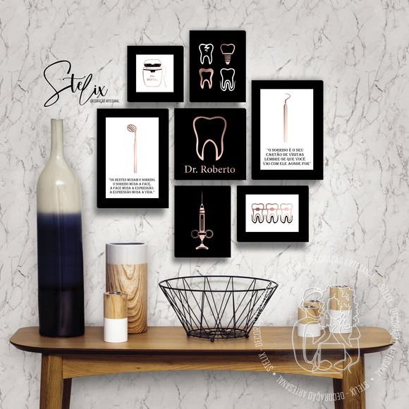 Quadros para Dentista Rosê Gold
