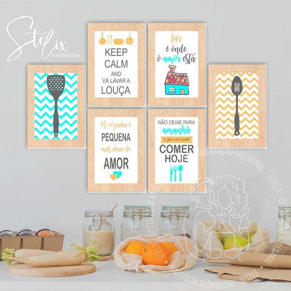 Kit Cozinha - 6 Placas Decorativas Médias