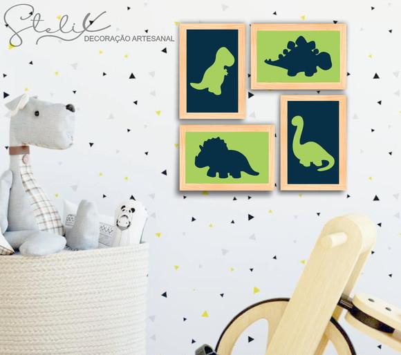 Kit Dinossauro - 4 Placas Decorativas