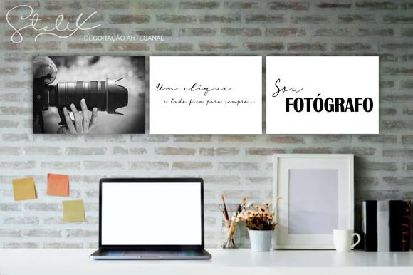 Kit Fotógrafo - 3 Placas Decorativas Médias