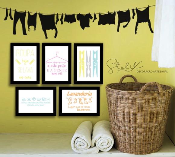 5 Quadros para Lavanderia Cores