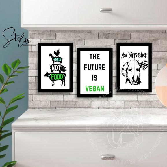 Kit Vegano - 3 Placas Decorativas