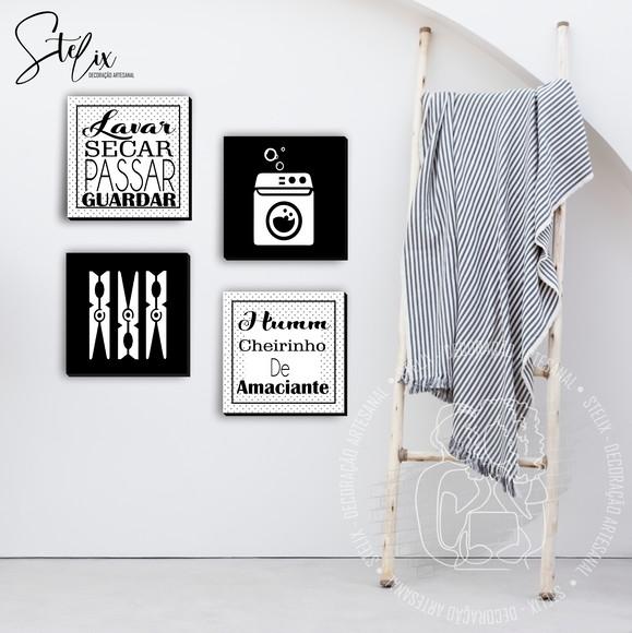 Kit Lavanderia - 4 Placas Decorativas