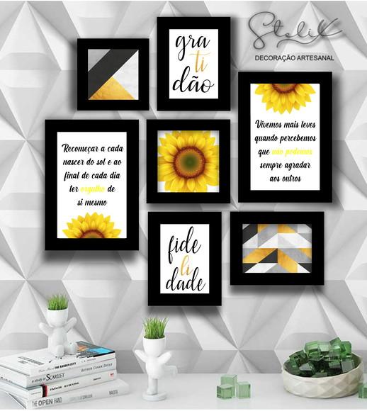 Kit Girassol - 7 Placas Decorativas Médias