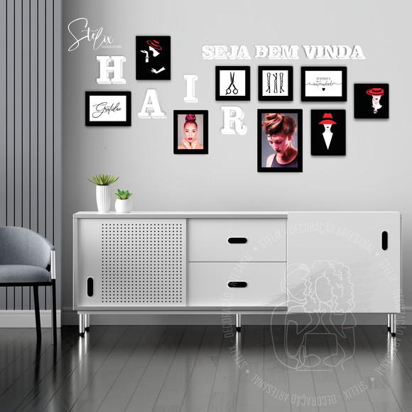 Kit Salão de Beleza - 9 Placas Decorativas + 17 Letras