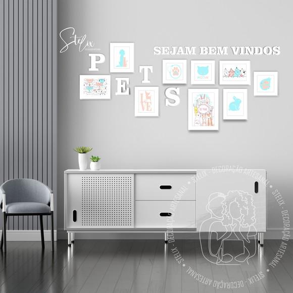 Kit Clínica Veterinária - 9 Placas Decorativas + 18 Letras