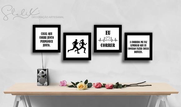 Kit Casal Corredor - 4 Placas Decorativas Médias