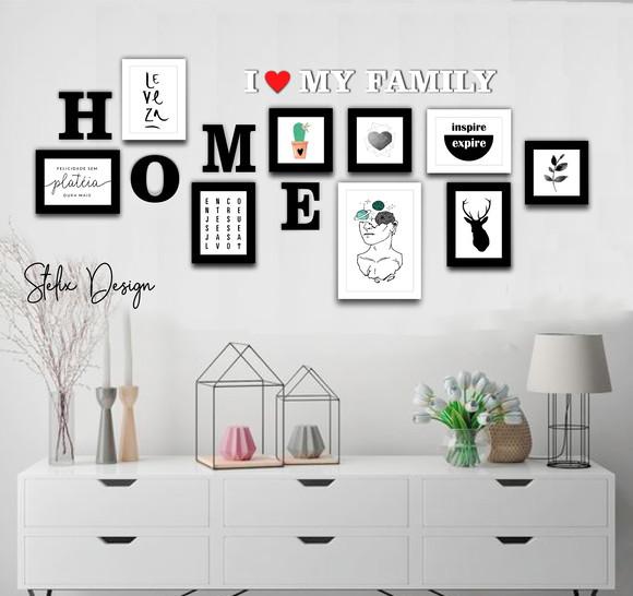 Kit Home, Sala de Estar - 9 Placas Decorativas + 14 Letras