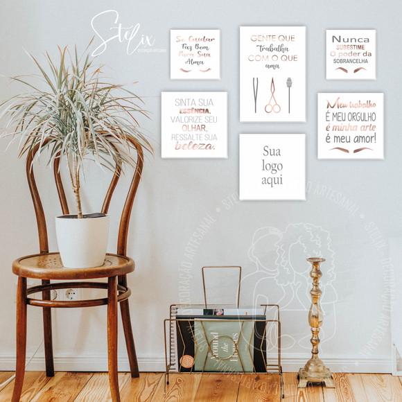 Kit Desig, de Sobrancelha Rosê - 6 Placas Decorativas Média
