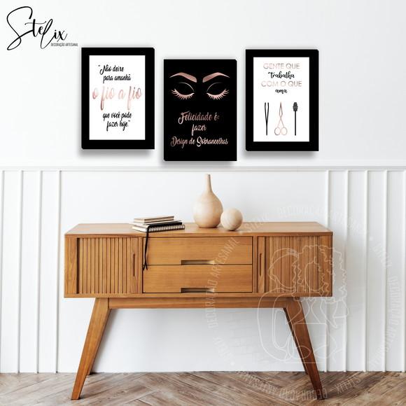Kit Desig, de Sobrancelha Rosê - 3 Placas Decorativas Média