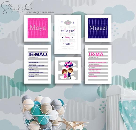 Kit Irmãos - 6 Placas Decorativas