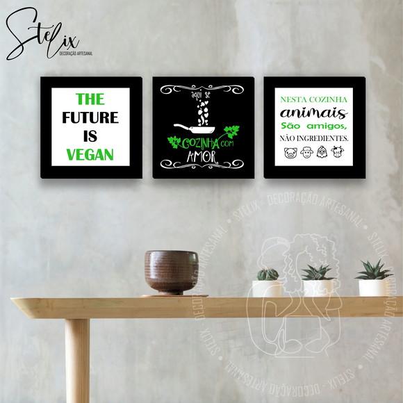 Kit Vegano - 3 Placas Decorativas