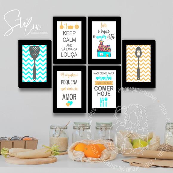 Kit Cozinha e Café - 6 Placas Decorativas Médias