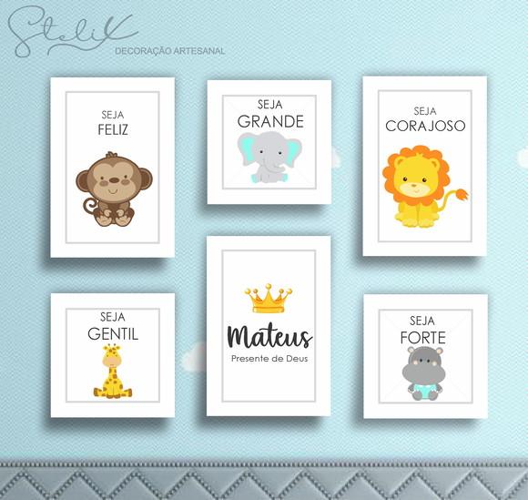 Kit 6 Placas Decorativa - Quarto Menino