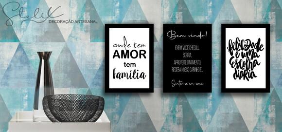 Kit Para Hall de Entrada - 3 Placas Decorativas