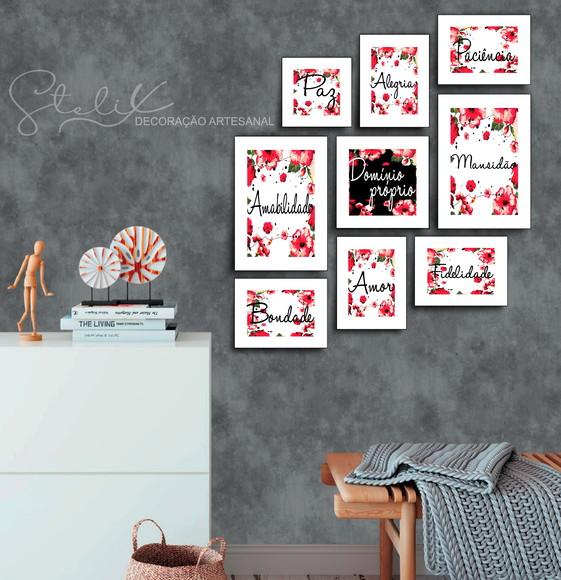 Kit Frutos do Espírito Santo - 9 Placas Decorativas