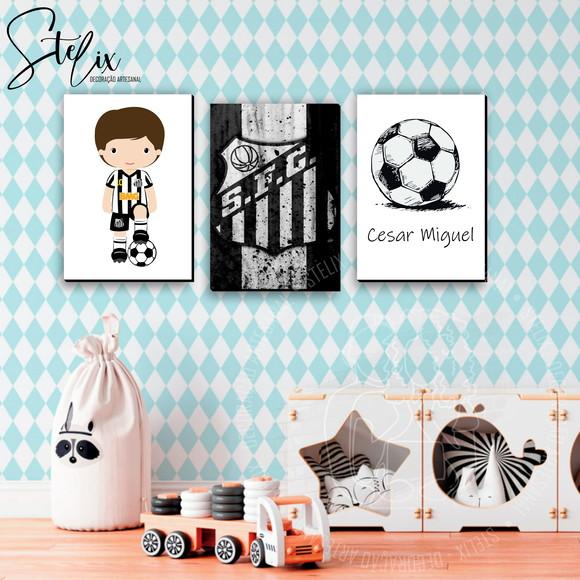 Kit Quadrinhos Futebol Santos - 3 Placas Decorativas Médias
