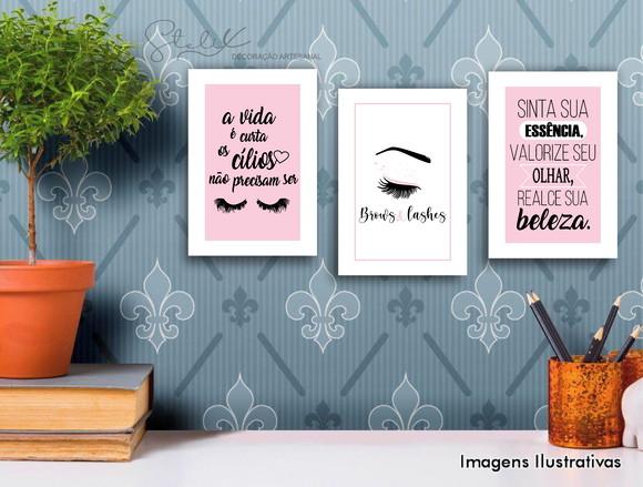 Kit Cílios e Sobrancelhas - 3 Placas Decorativas