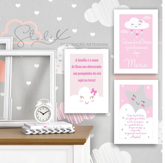 Kit Baby Nuvem - 3 Placas Decorativas