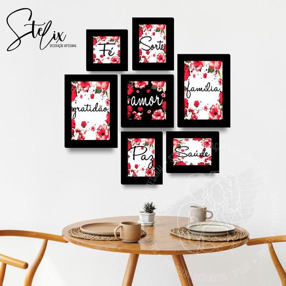 Quadros para Sala Floral Vermelho