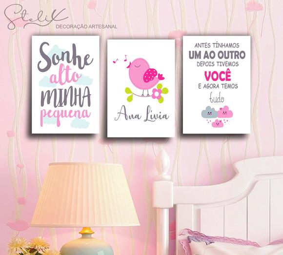 Kit Sonhe Alto - 3 Placas Decorativas