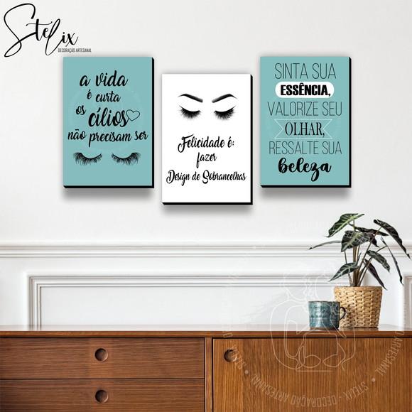 Kit Cílios e Sobrancelhas - 3 Placas Decorativas