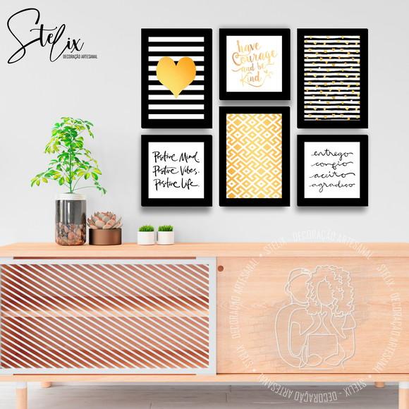 Quadros Decorativos para Sala Preto e Dourado