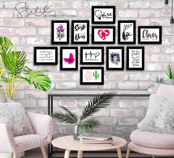 Kit Menina/Mulher Cristã - 12 Placas Decorativas Médias