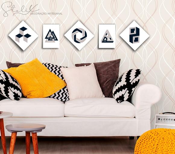 Kit Geométrico - 5 Placas Decorativas
