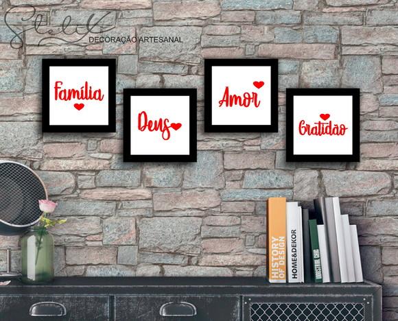 Kit 4 Placas Decorativas Médio - Palavras