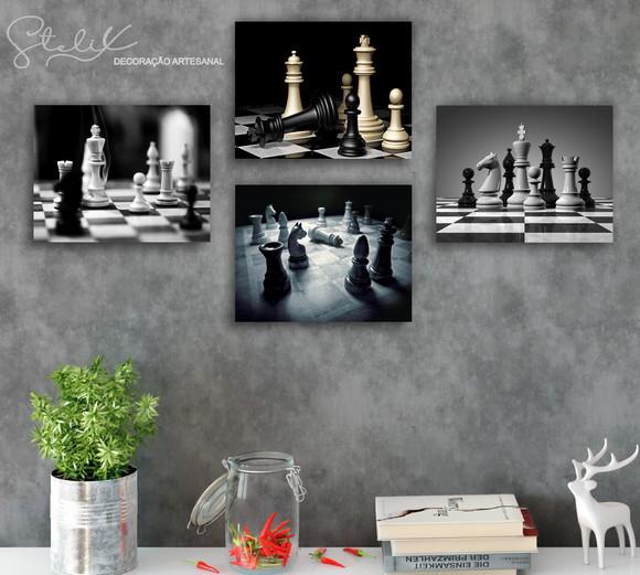 Kit Xadrez - 4 Placas Decorativas
