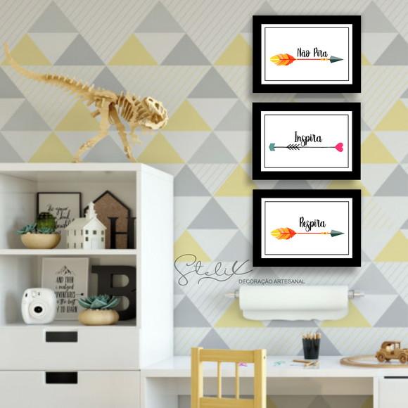Kit Respira, Inspira, Não Pira - 3 Placas Decorativas