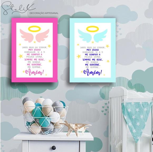 Placa Decorativa A4 - Santo Anjo do Senhor