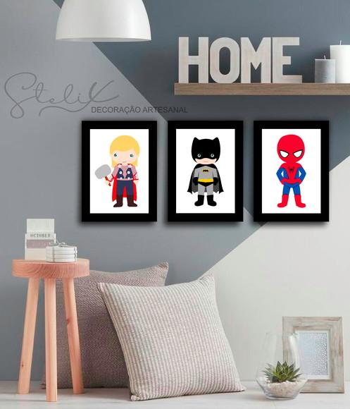 Kit Heróis Baby - 3 Placas Decorativas