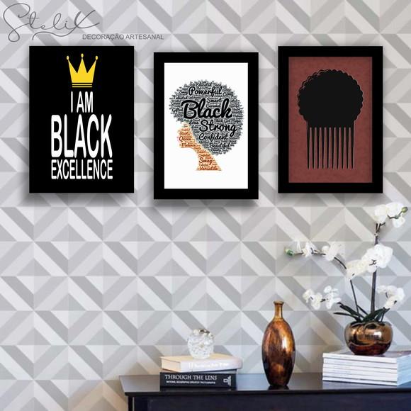 Kit Black - 3 Placas Decorativas