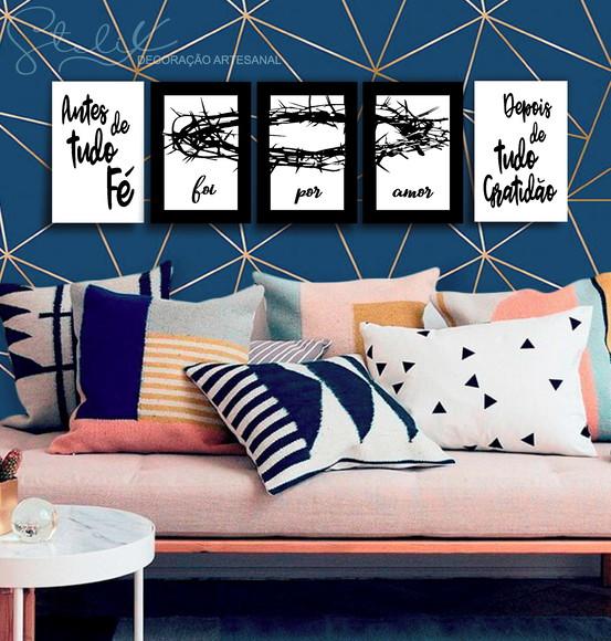 Kit Foi Por Amor - 5 Placas Decorativas Médio