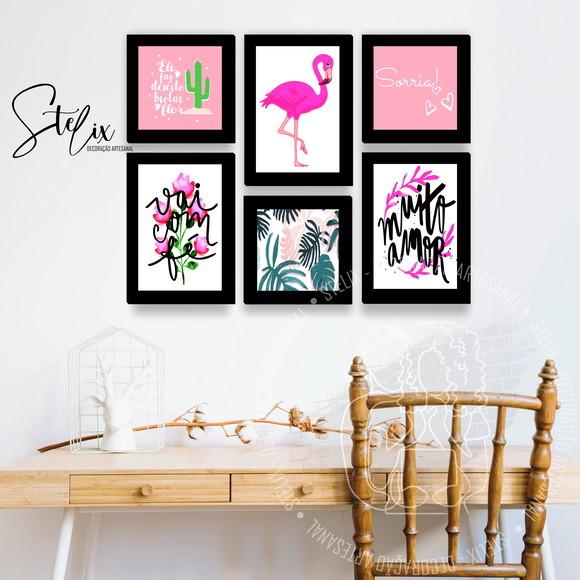 Quadros Decorativos para Sala ou Quarto Rosa Flamingo