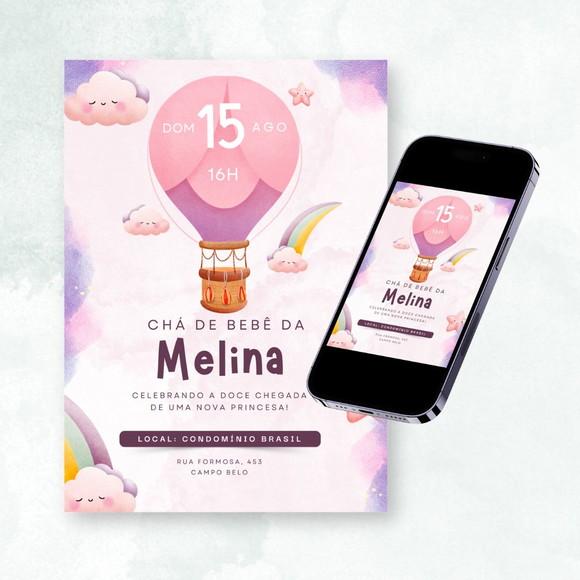 Convite Digital Chá de Bebê Menina