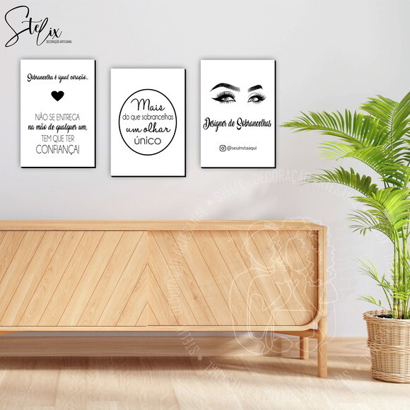 3 Placas Decorativas - Designer de Sobrancelhas
