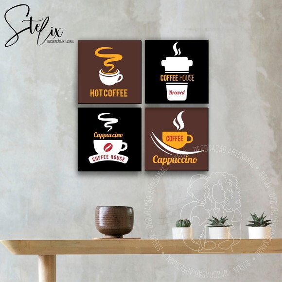 Decoração Café - 4 Placas de MDF