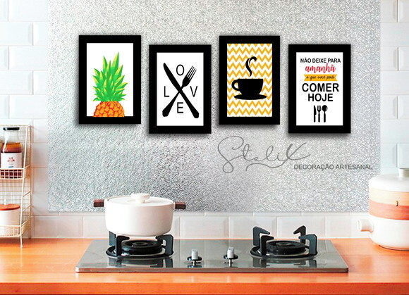 Decoração Cozinha - 4 Placas de MDF Média