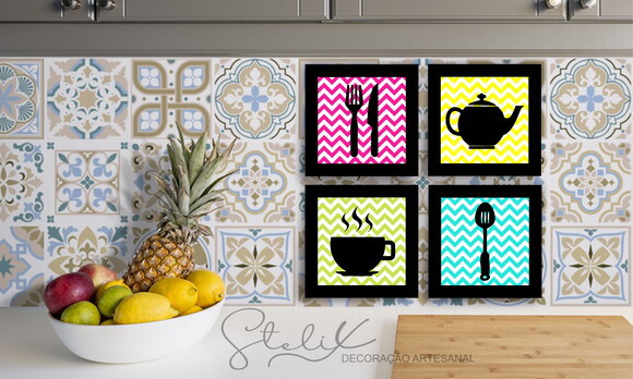 Decoração Cozinha - 4 Placas / Quadros Decorativos