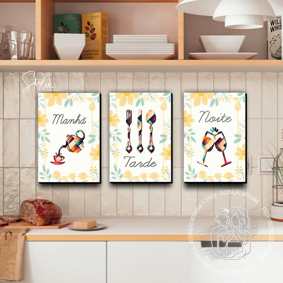 Decoração para Cozinha 3 Placas Decorativas