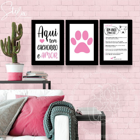 Kit 3 Placas Decorativas - Cachorro