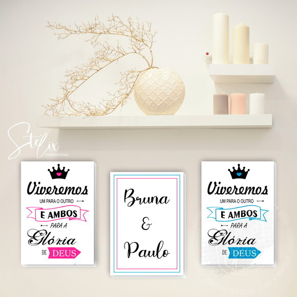 Kit 3 Placas Decorativas - Casal Cristão