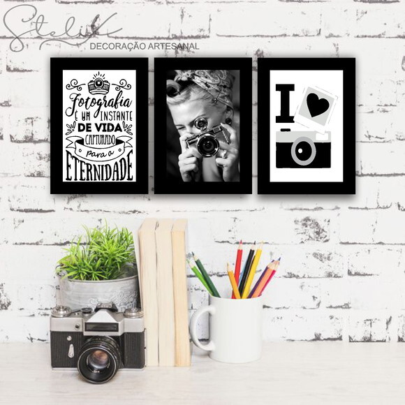 Kit 3 Placas Decorativas - Fotografia