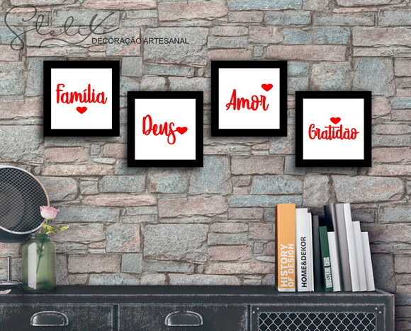 Kit 4 Placas Decorativas Médio - Palavras