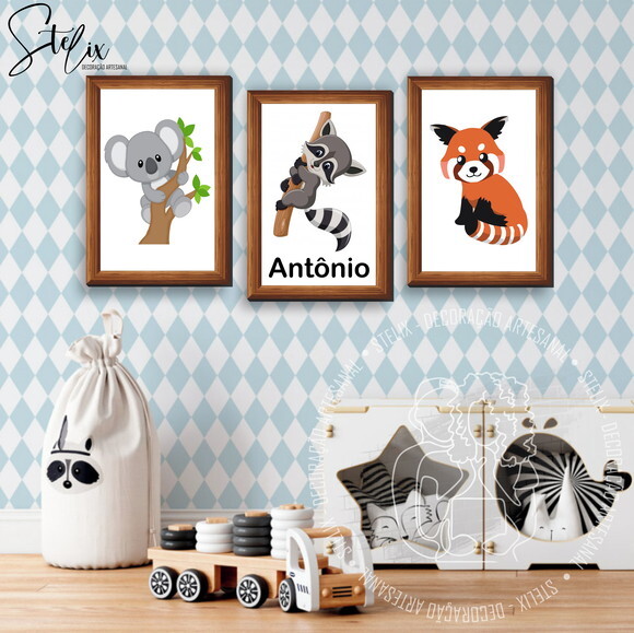 Kit Animalzinhos - 3 Placas Decorativas