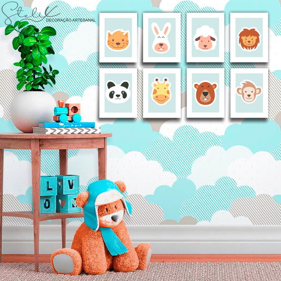 Kit Animalzinhos Menino - 8 Placas Decorativas