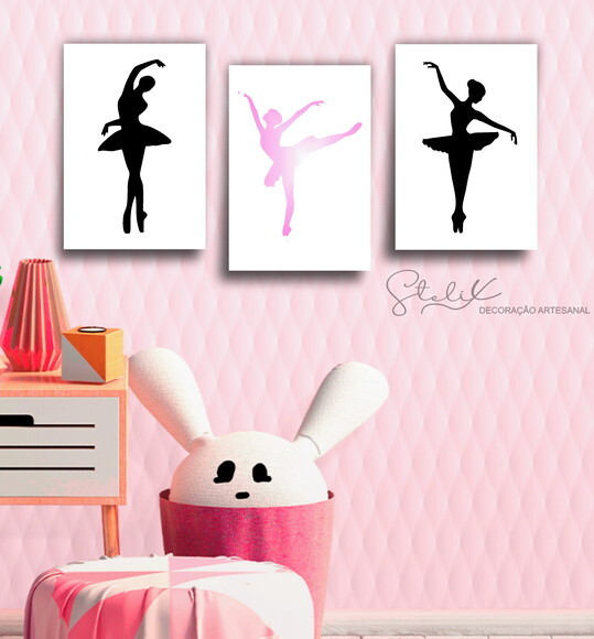Kit Bailarina - 3 Placas Decorativas